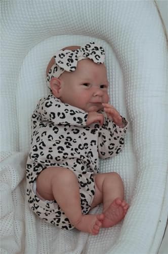 Annao Wiedergeborene Babypuppen Sehen Aus Wie Echte Babypuppen 19-Zoll Realistische Neugeborene Babypuppen Sehen Aus, DASS Echte Babypuppen,Kleidung Mit Leopardenmuster，Satz Für Kinder Alter 3+ von Anano