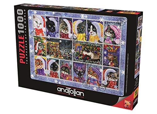 Anatolian Puzzle 1000 Teile - Weihnachtskatzen Stempelsammlung - Puzzle Größe 66x48cm (H) Puzzle für Erwachsene, Senioren und Kinder ab 12 Jahren von Anatolian