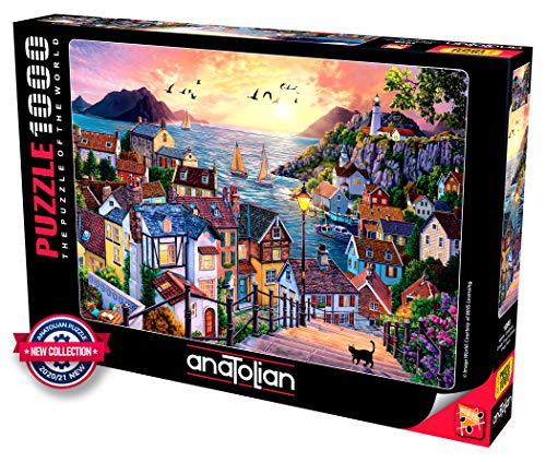 Puzzle Anatolian - Coastal Town at Sunset, 1.000 piese (1098) von Anatolian