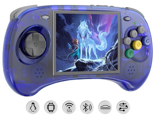 Anbernic RG ARC S Retro Handheld Spielkonsole, Single Linux System with 128G SD Card 4541 Games Support 5G WiFi 4.2 Bluetooth Moonlight Streaming and HDMI (Transparent Blue) von Anbernic