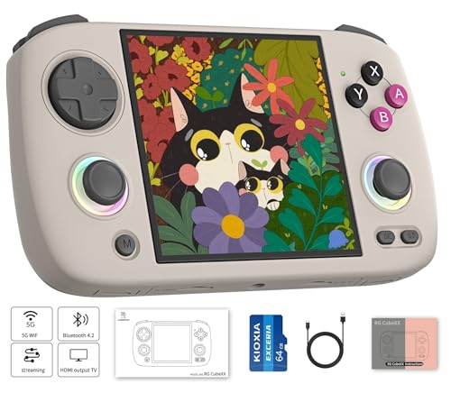 Anbernic RG CubeXX Retro Handheld Game Console, 3.95 Inch IPS Screen Linux System Built-in 64G TF Card 5056 Games Support HDMI TV Output 5G WIFI Bluetooth 4.2 (RG CubeXX-Gray) von Anbernic