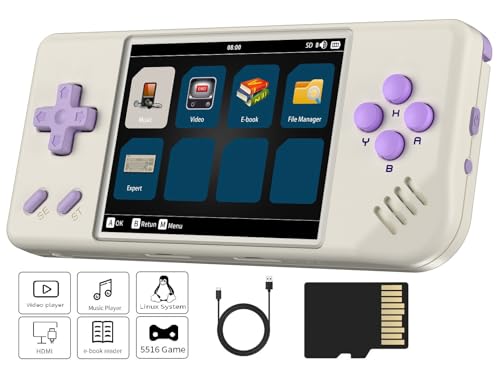 RG28XX Retro Handheld Spielkonsole , 2.83 Inch IPS Screen Linux System Built-in 64G TF Card 5516 Games Support Multimedia Application and HDMI TV Output(White) von Anbernic