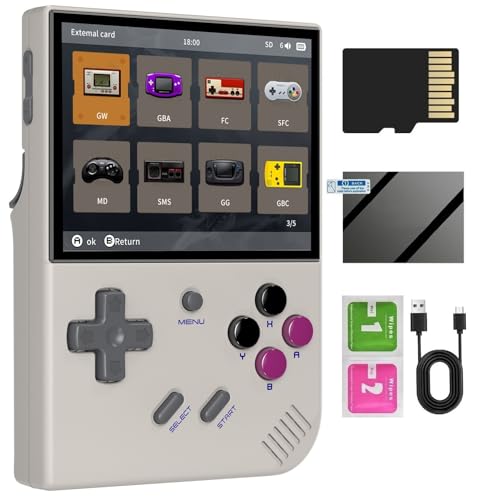 RG35XX Plus Retro Handheld Game Console , Support HDMI TV Output 5G WiFi Bluetooth 4.2 , 3.5 Inch IPS Screen Linux System Built-in 64G TF Card 5515 Games (Gray-New) von Anbernic