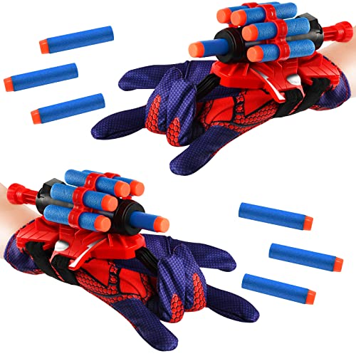 Anbobili 2 Set Launcher Handschuh, Hero Launcher Handgelenk Spielzeug, Spider Handschuhe Held Launcher Cosplay Glove Launcher, Hero Launcher Glove Lustiges Lernspielzeug Kostüm Requisiten für Kinde von Anbobili