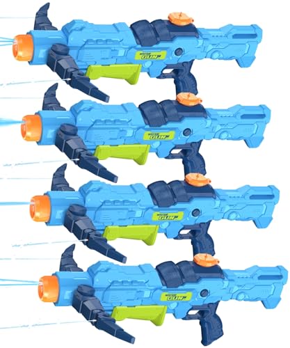 Wasserpistole, 4 PCS XXL Super Pistole Spielzeug Long Shooting Range Powerful Blaster mit Großer Water Soaker Gun für Sommer Draussen Wasser Spielzeug für Kinder & Erwachsene von Ancesfun