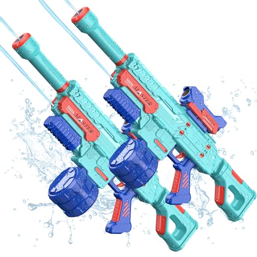 Wasserpistole Elektrisch, Wiederaufladbar XXL Super Pistols 25-32 ft mit Großer Reichweite mit 2 Modi 650ML Tank Soaker Gun Spielzeug für Kinder & Erwachsene (2 PCS) von Ancesfun