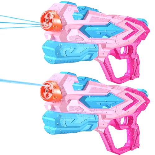 Wasserpistole Kinder, XXL Super Wasserpistole 33ft Leistungsstarke Lange Reichweite Soaker mit 1000ml Großer Super Pistole Spielzeug für Sommer Draussen Wasser Spielzeug (2 PCS Rosa) von Ancesfun