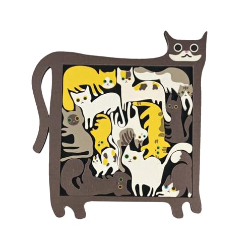 Ancsttu Holzkatze -Puzzlespiel, Holzrätsel für Kinder | Animal Puzzle Decor,Lernspielzeug für Kompaktgrößen für Picknick, draußen, Reisen, Zuhause, Schule von Ancsttu