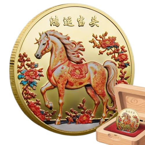 Ancsttu Jahr des Pferdes 2026 Münze - Glücks Gedenkmünze | Jahr des Pferdes 2026 Andenken Deko für asiatisches Neujahr Home Schreibtisch Bücherregal Männer Frauen Erwachsene Kinder Sammler Ancsttu Jahr des Pferdes 2026 Münze - Glücks Gedenkmünze | Jahr des Pferdes 2026 Andenken Deko für asiatisches Neujahr Home Schreibtisch Bücherregal Männer Frauen Erwachsene Kinder Sammler von Ancsttu