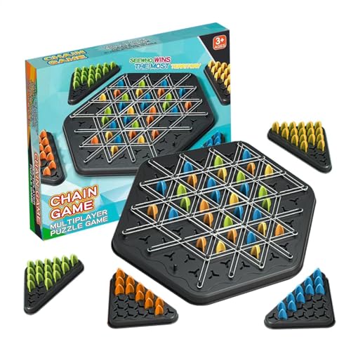 Ancsttu Ketten Dreieck Schachspiel, Triggle Spiel Mit Gummibänder, Chain Triggle Board Game, Intellektuelles Schachbrett Desktop Brettspiele Für Kinder Erwachsene, 2 Bis 4 Spieler von Ancsttu