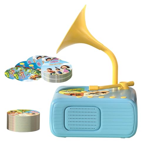 Ancsttu Kinder-Grammophon 96 Karten, Kleinkind-Grammophon-Lernspielzeug - Kleinkind-Phonograph-Plattenspieler-Spielzeug - Kinder-Geschichten- und Musik-Player, interaktives Lernspielzeug für Mädchen, von Ancsttu