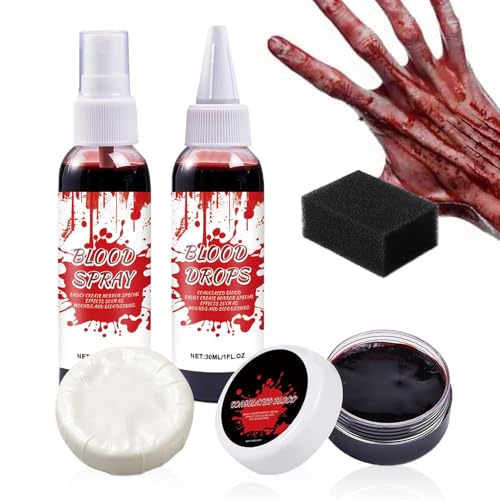 Ancsttu Künstliches Blut - Realistisches Waschbares Kunstblut Spray Für Gesicht - Grusel Kostümzubehör Für Zombie Vampir Rollenspiel Bühne Streich Fotos Ancsttu Künstliches Blut - Realistisches Waschbares Kunstblut Spray Für Gesicht - Grusel Kostümzubehör Für Zombie Vampir Rollenspiel Bühne Streich Fotos von Ancsttu