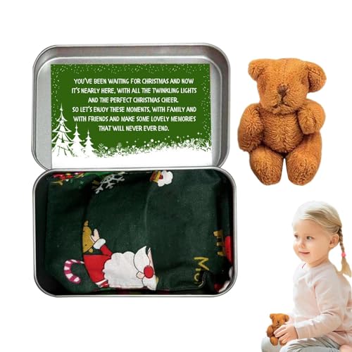 Ancsttu Mini-Stoffbär in Einer Dose,Taschenbär-Plüschtier mit Karten und Steppdecken - Niedlicher und weicher Stoffbär, Bärenpuppen, Taschenbärenspielzeug als Weihnachtsgeburtstagsgeschenk von Ancsttu