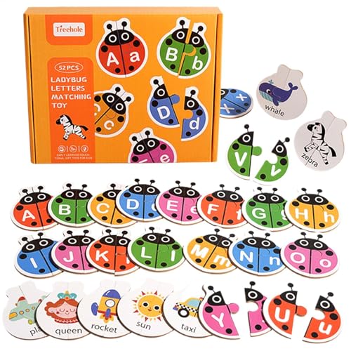 Ancsttu Passende Alphabet-Karten, Buchstaben-Lernkarten - Sight Words Alphabet Matching Game Puzzle Matching Card - Lernkarten mit Tierwörtern, Vorschul-Lernspielzeug für Mädchen und von Ancsttu