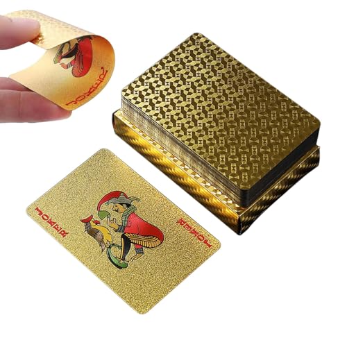 Ancsttu Pokerkarten Standard, Pokerkartenspiel | Gold Foil Poker Desktop Game - Tragbare Freizeitunterhaltungstischkarten für Festivals, Partys, Versammlungen von Ancsttu