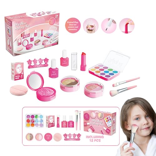 Ancsttu Rollenspiel-Make-up-Set für Mädchen, Kinder-Rollenspiel-Make-up-Set | Gefälschte Make-up-Spielzeuge | Spielzeug-Make-up-Set, Kosmetik-Set, fantasievolles Pretend Beauty-Make-up-Set-Spielzeug von Ancsttu