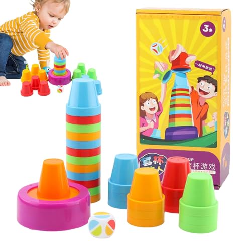 Ancsttu Speed-Stacking-Cups, Cup-Stapelspiel für Kinder | Lustige Bunte Quick Cups, interaktive Stapelspiele | Lernbecher-Stapelset, multifunktionales Speed-Cup-Spiel für, Mädchen, Kinder von Ancsttu