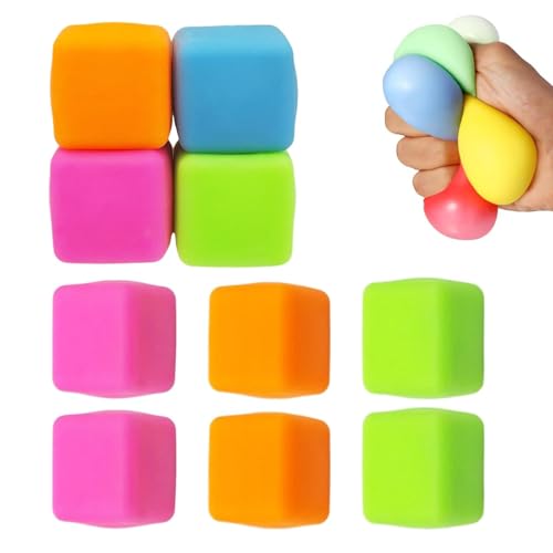 Cube Anti Stress Bälle, 10 Stück Stressbälle Squeeze Cube Weiche Anti Stress Würfel Sensorisches Spielzeug Für Erwachsene Und Kinder von Ancsttu