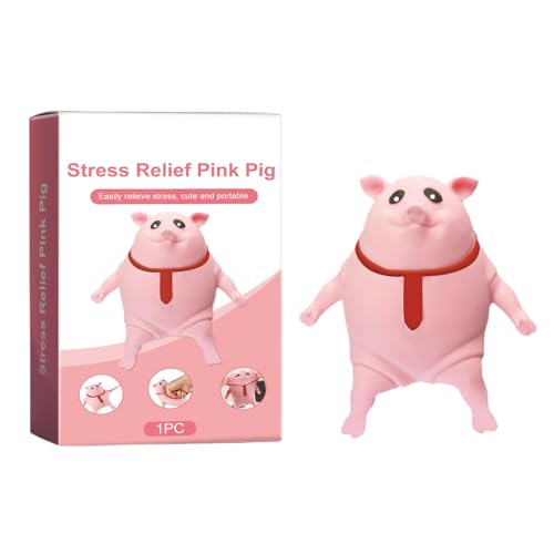 Schwein Stress Spielzeug, Rosa Schweinchen Quetschspielzeug Mit Rotem Krawatten Weiches Anti Stress Schwein Squishy Spielzeug Niedliches Rosa Schweinchen Spielzeug Für Kinder Erwachsene von Ancsttu