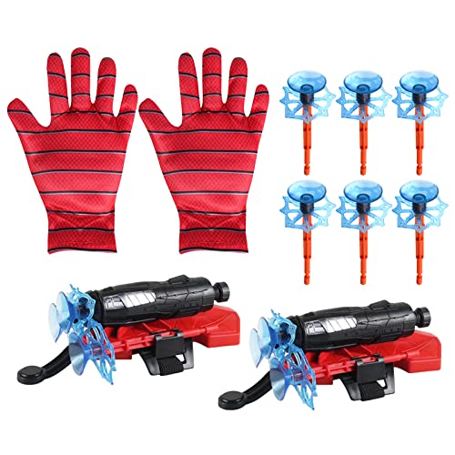 Ancuioyz 2 Set Kids Super Spider Launcher Handschuh, Cosplay Handschuhe Launcher Wrist Toys Set Spider Hero Handschuhe Plastik Launcher Handschuhe für Kinderspiele, Pädagogische Spielzeug von Ancuioyz