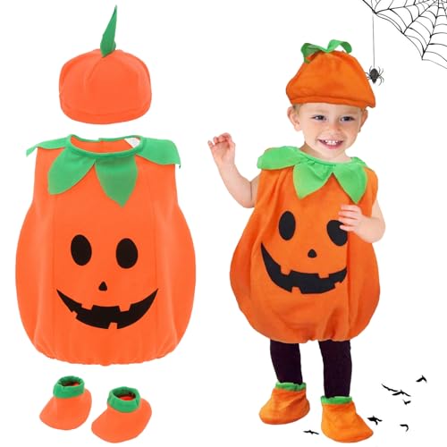 Ancuioyz Halloween Kostüm Kürbis Kinder, Kreative Halloween Kostüme mit Bringen Sie Kleidung, Länge 46cm Hüte und Schuhe, Karneval Kostüm Kinder Jungen Mädchen von Ancuioyz