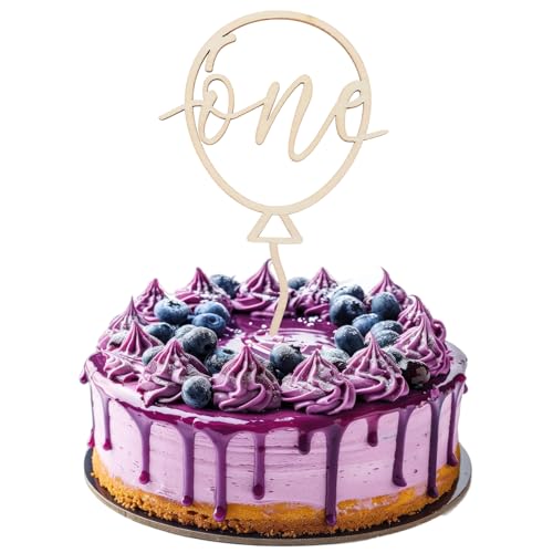 Andibro Cake Topper 1. geburtstag,Holz Kranz Tortendeko 1. Geburtstag Kuchen Deko 1. Geburtstag Mädchen Junge für Babyparty 1. Jahrestag Gender Reveal Partydek (B) von Andibro