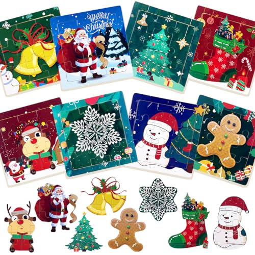 Anditoy Holzpuzzles für Kinder, Kleinkinder, Weihnachtsspielzeug, Strumpffüller, Geschenke, Partygeschenke, 8 Stück von Anditoy