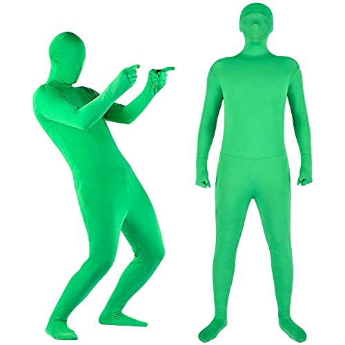 Andoer Ganzkörperfotografie Chromakey Green Anzug Unisex Erwachsene Grüner Bodysuit Stretch Kostüm für Foto Video Special Effect Festival Cosplay Karneval, 160cm/63in Höhe von Andoer