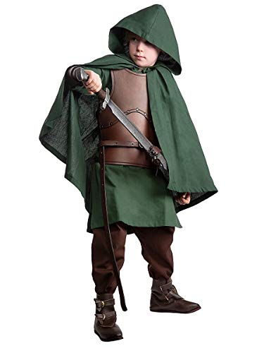 Andracor - Hochwertiger Mittelalter Kinder-Umhang mit Kapuze - universell einsetzbar für LARP, Mittelalter, Fantasy & Cosplay - Farbe: Grün - Größe: L-XL von Andracor