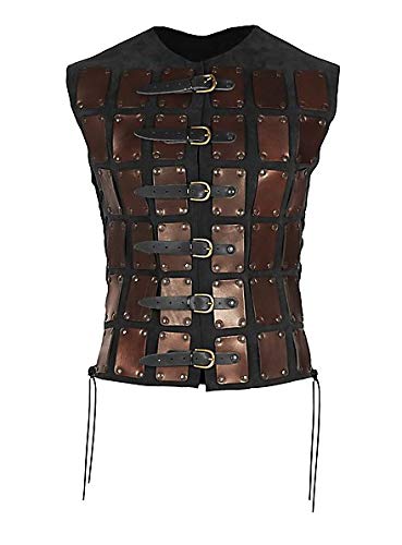 Andracor - Kurze Brigantine aus Leder - beschlagener Körperpanzer mit seitlicher Schnürung - Braun-Schwarz - Größe: S-M Andracor - Kurze Brigantine aus Leder - beschlagener Körperpanzer mit seitlicher Schnürung - Braun-Schwarz - Größe: S-M von Andracor