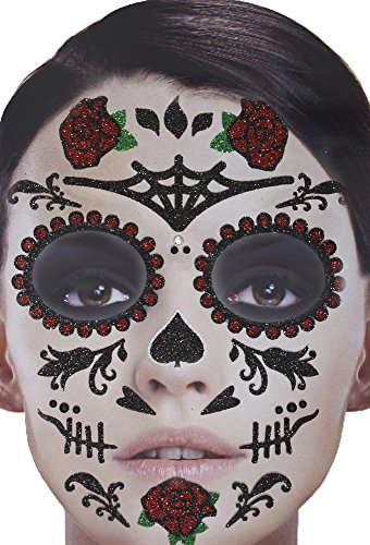 Andrea Moden Gesichts-Tattoo Set „Lady Rose“ Klebetattoos - Ideales Accessoire zum Day of Dead Kostüm von Andrea Moden