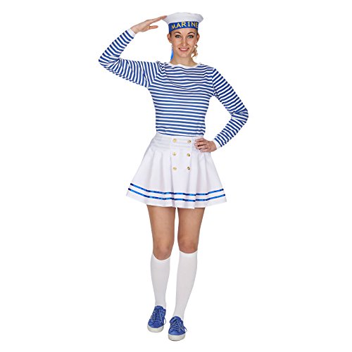 Elbenwald - Damen Matrosenkostüm, Karneval, Fasching - Piratenparty - Nautisch - Matrosin - Mehrfarbig - Polyester - Handwäsche von Elbenwald