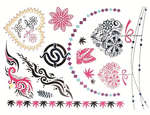 Andrea Moden Metallic Tattoo Schmuck - Buntes Set Hippie oder Flower Power Kostüm für Erwachsene von Andrea Moden