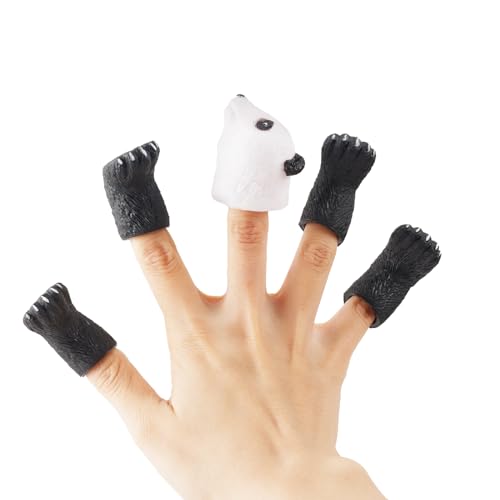 Andux 5pcs Tier Finger Puppets Realistische Gummi Tier Rolle Spielen Finger Puppets Set ZJWO-01 (Panda) von Andux