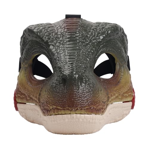 Andux Dinosaurier Maske mit öffnendem Kiefer und Geräuschen Dinosaurier Krallen Spielzeug Cosplay Rollenspiel Kostüm Zubehör KLMJ-01 (Dinosaurier Maske-Grün) von Andux