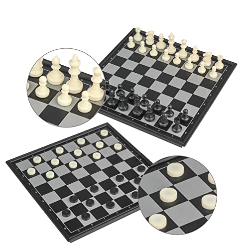 Andux Faltbares magnetisches Zwei-in-Eins-Schachbrett-Spielset, Schach und Dame CXYXQ-01 (M) von Andux