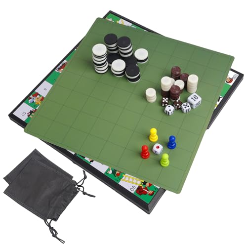 Andux Magnetisches Schachspiel 3-in-1 Reise-Brettspiel für Kinder und Erwachsene Faltbares Schachspiel CXYXQ-05 (Othello, Schlangenschach, Backgammon) von Andux