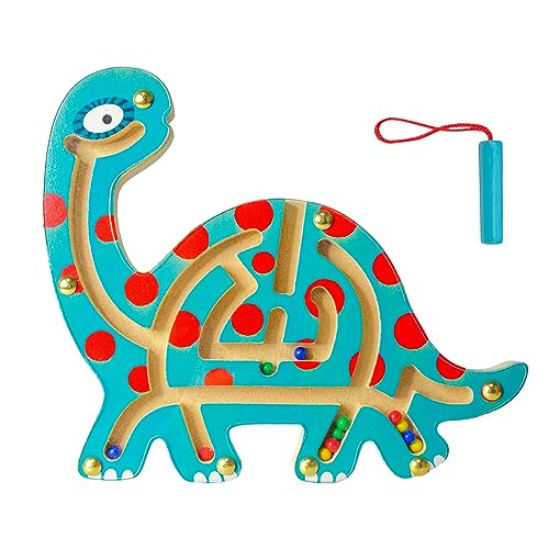 Andux Mini Wooden Magnetisches Labyrinth an Bord Spiel für Kinder MGYX-01 (Brontosaurus) von Andux