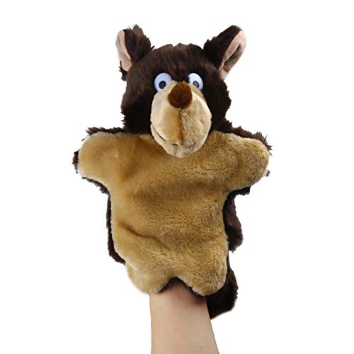 Andux Plüsch Handpuppe Rollenspiel Interaktive Handpuppe für fantasievolles Spiel Performance Theater Weiches Plüschtier Spielzeug SO-20 (Brauner Wolf) von Andux