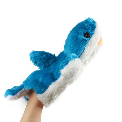 Andux Plüsch Handpuppe Rollenspiel Interaktive Handpuppe für fantasievolles Spiel Performance Theater Weiches Plüschtier Spielzeug SO-21 (Blauer Hai) von Andux