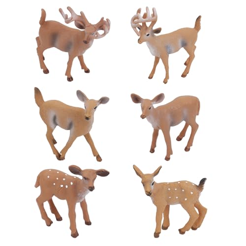 Andux Realistische Tiere Figuren Familie Set Meeresleben Wilder Dschungel Lernen Pädagogisches Spielset FZDW-06 (Hirsch, 6Stk/Set) OX117-128 von Andux