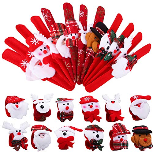 Aneco 24-Pack Weihnachten Slap Armbänder Slap Bands Spielzeug Weihnachtsmann Schneemann Rentier Bär Slap Armband für Weihnachtsfeier Gefälligkeiten von Aneco