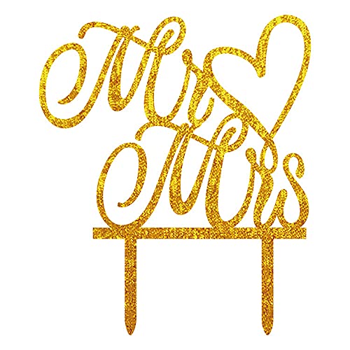 1 Stück Mr & Mrs Cake Topper, Hochzeit Tortendeko, Mr and Mrs Cake Dekoration, Elegante Acryl Cake Topper für Wedding Anniversary Hochzeiten Party Decoration,Gold von Anevous