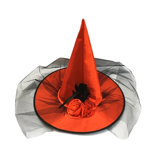 Anevous 1 Stück Rose Mesh Halloween Hexenhut, Hexenhüte für Erwachsene Karnevalshut Spitzhut, Hexen Zubehör Hexenhut Dress up Cosplay Kostüm Zubehör für Halloween Karneval, Verkleidung,Rot von Anevous