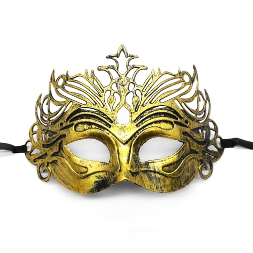 Anevous 1 Stück Venezianische Maske Herren Damen, Party Maskerade Masken Venezianischen Mask Vintage Augenmaske für Halloween Kostüm Cosplay Abschlussball Karneval, Zubehör,Golden B von Anevous