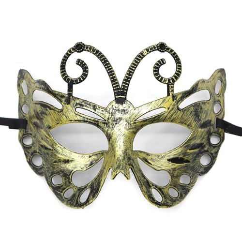 Anevous 1 Stück Venezianische Maske Herren Damen, Party Maskerade Masken Venezianischen Mask Vintage Augenmaske für Halloween Kostüm Cosplay Abschlussball Karneval, Zubehör,Golden E von Anevous