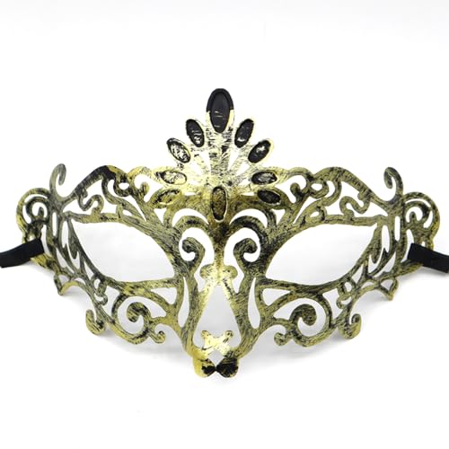 Anevous 1 Stück Venezianische Maske Herren Damen, Party Maskerade Masken Venezianischen Mask Vintage Augenmaske für Halloween Kostüm Cosplay Abschlussball Karneval, Zubehör,Golden I von Anevous