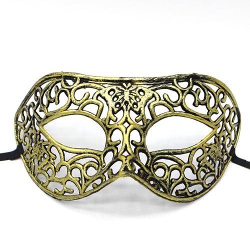 Anevous 1 Stück Venezianische Maske Herren Damen, Party Maskerade Masken Venezianischen Mask Vintage Augenmaske für Halloween Kostüm Cosplay Abschlussball Karneval, Zubehör,Golden J von Anevous