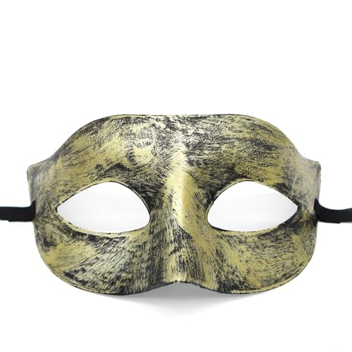 Anevous 1 Stück Venezianische Maske Herren Damen, Party Maskerade Masken Venezianischen Mask Vintage Augenmaske für Halloween Kostüm Cosplay Abschlussball Karneval, Zubehör,Golden K von Anevous