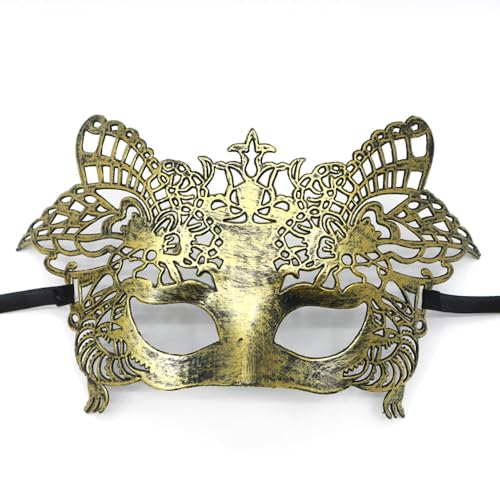 Anevous 1 Stück Venezianische Maske Herren Damen, Party Maskerade Masken Venezianischen Mask Vintage Augenmaske für Halloween Kostüm Cosplay Abschlussball Karneval, Zubehör,Golden N von Anevous